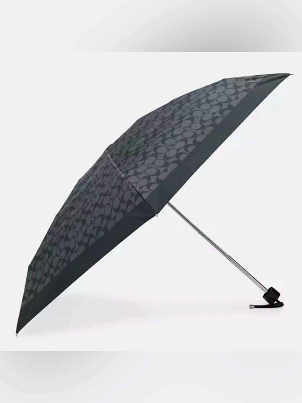 COACH C4322 🖤🩶GRAPHITE🩶🖤 SIGNATURE PRINT MINI UMBRELLA 🌟NWT🌟 - Picture 12 of 13